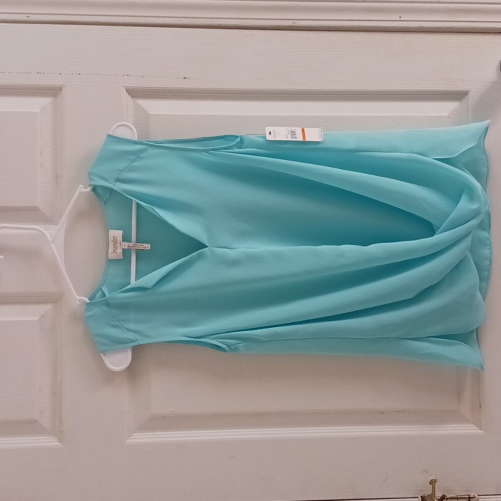 Laundry By Shelli Segal Angel Blue Sleeveless Top‎ Size Small 100% Polyester New